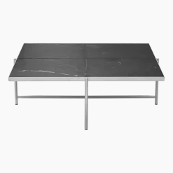 Table basse en marbre noir et piètements en acier inoxydable Coffee 90 - Handvärk