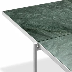 Table basse en marbre vert et piètements en acier inoxydable 90 - Handvärk