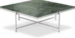 Table basse en marbre vert et piètements en acier inoxydable 90 - Handvärk