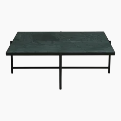 Table basse en marbre vert et piétements noirs Coffee 90 - HANDVÄRK