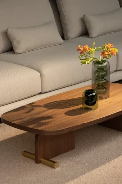 Table basse en noyer et détail doré 120x60cm Nova 3 - Nomon