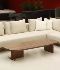 Table basse en noyer et détail doré 180x60cm Nova 4 - Nomon