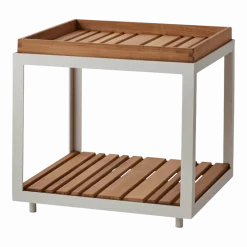 Table basse en teck et cadre blanc 48x48 cm Level - Cane-Line