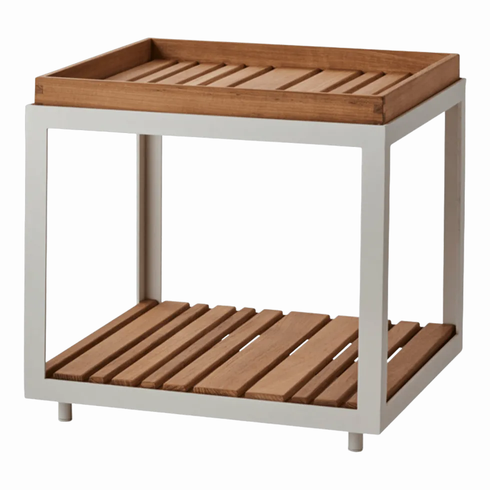 Table basse en teck et cadre blanc 48x48 cm Level - Cane-Line