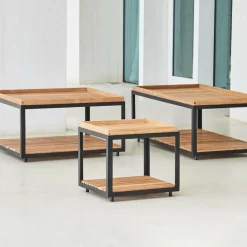 Table basse en teck et cadre noir 48x48 cm Level - Cane-Line