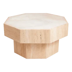 Table basse en travertin et ony blanc 80x38cm Simone - Studio Gaïa