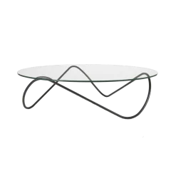 Table basse en verre et acier noir 110 x 33 cm Kaeko - Objekto