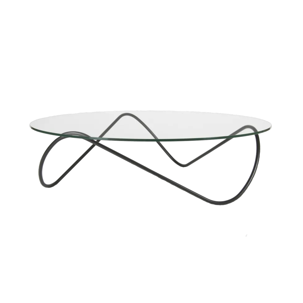 Table basse en verre et acier noir 110 x 33 cm Kaeko - Objekto