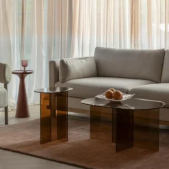 Table basse en verre fumé 60x80x40cm Linea - Zuiver