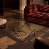 Table basse en verre structuré transparent et acier noir mat 106cm Pedrera - Gubi