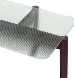 Table basse en verre trempé et structure en hêtre baies de vin 105x40,5cm Kob - noo.ma