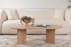 Table basse ovale en bois clair 119x69x40cm Sable - Home Design