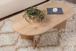 Table basse ovale en bois clair 119x69x40cm Sable - Home Design