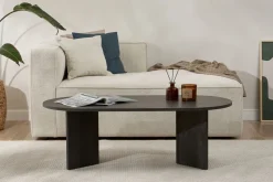 Table basse ovale en bois noir lumière 119x69x40cm Sable - Home Design