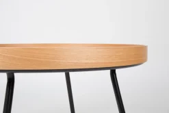 Table basse plateau rond en chêne et métal noir 78x45cm Oak Tray - Zuiver