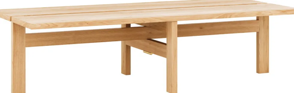 Table basse rectangulaire en chêne vernis naturel 115x50x30cm - Moebe