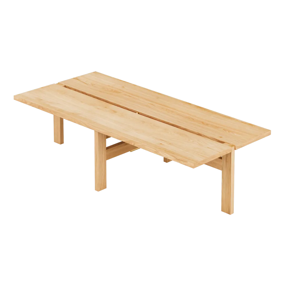 Table basse rectangulaire en chêne vernis naturel 115x50x30cm - Moebe