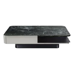 Table basse rectangulaire en inox et marbre vert Lounge - RED Edition