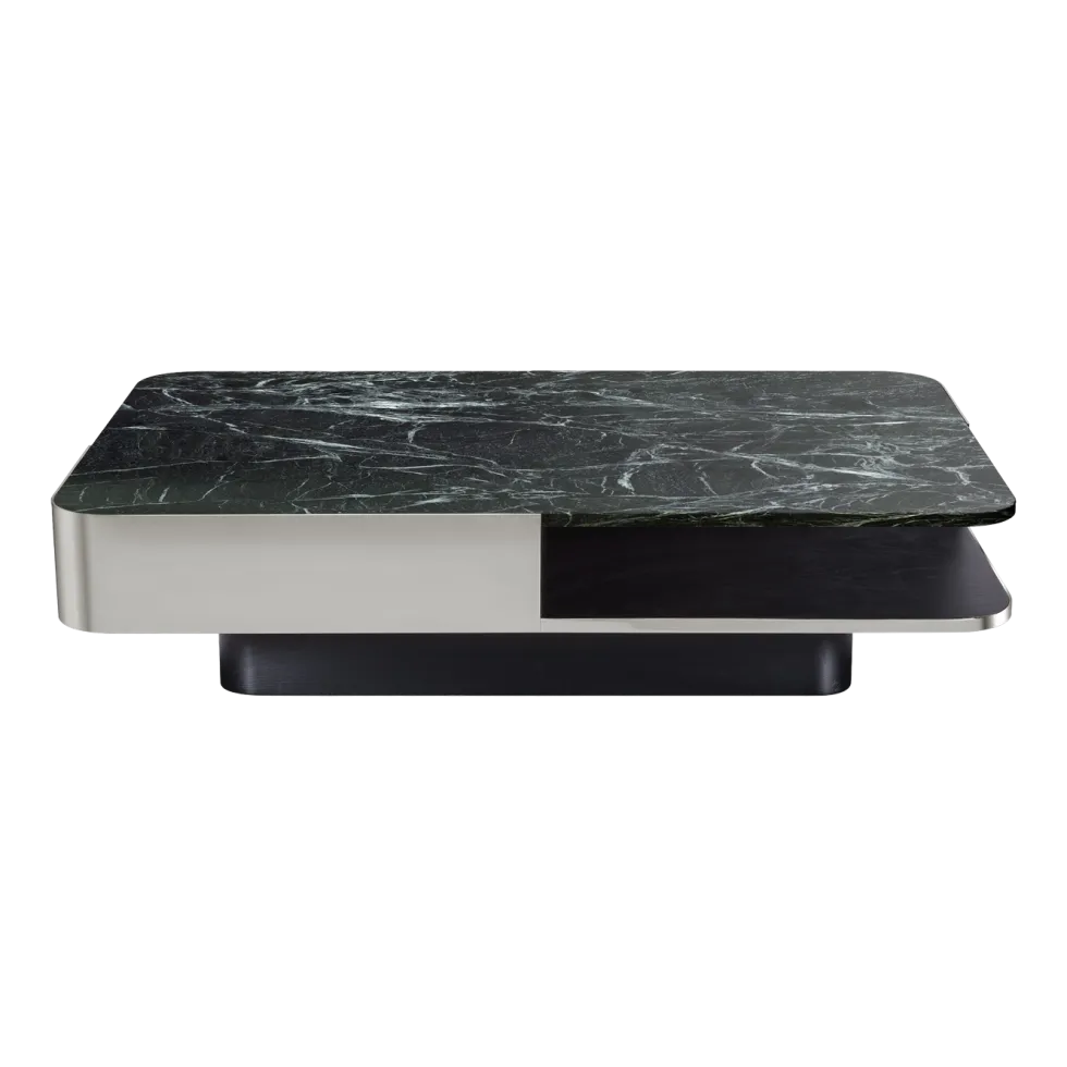 Table basse rectangulaire en inox et marbre vert Lounge - RED Edition