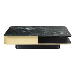 Table basse rectangulaire en laiton et marbre vert Lounge - RED Edition