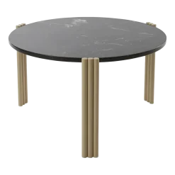 Table basse ronde en acier beige et marbre noir 35 x 60 cm Tribus - AYTM