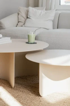 Table basse ronde en acier beige 65x30cm Miro - Metallbude