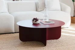 Table basse ronde en acier bordeaux 90x35cm Miro - Metallbude