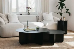 Table basse ronde en acier noir 90x35cm Miro - Metallbude