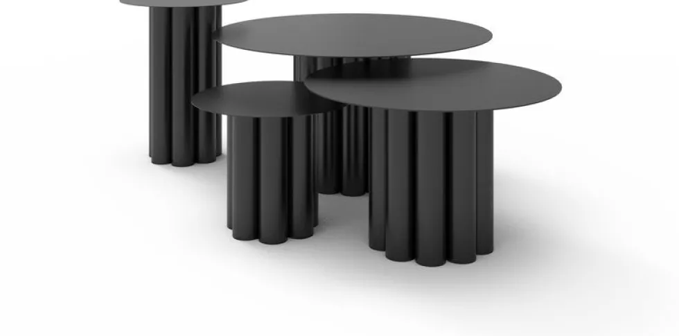 Table basse ronde en acier noir 40 x 34 cm Octave - Resistub