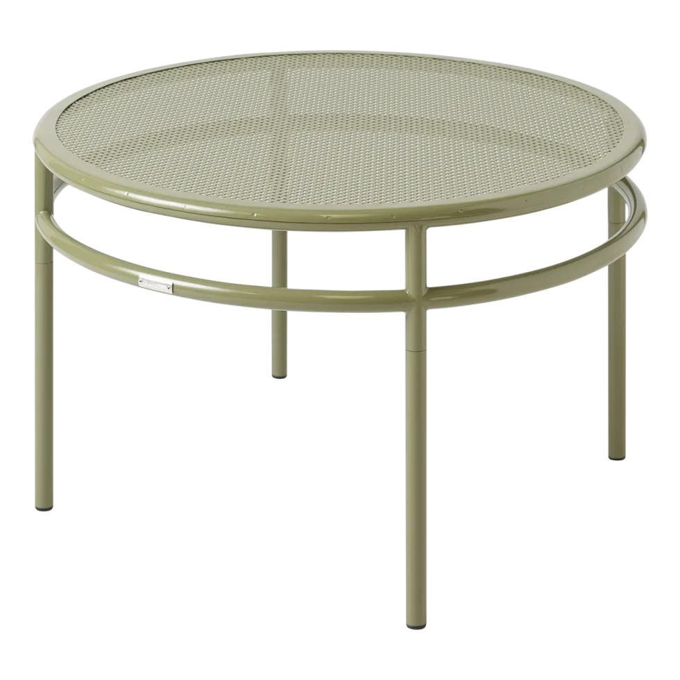 Table basse ronde en acier tressé vert jonc T37 - Tolix