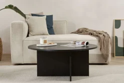 Table basse ronde en bois noir 90x40cm Soleil - Home Design