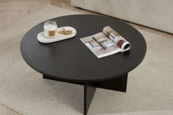Table basse ronde en bois noir 90x40cm Soleil - Home Design