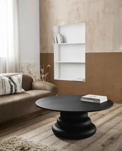 Table basse ronde en bois noir 110x45cm Yalu - Nordal