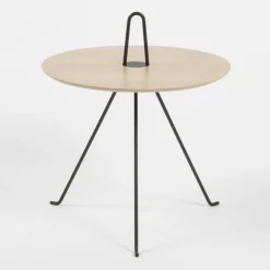 Table basse ronde en chêne et acier noir 42 x 49 cm Tipi - Objekto