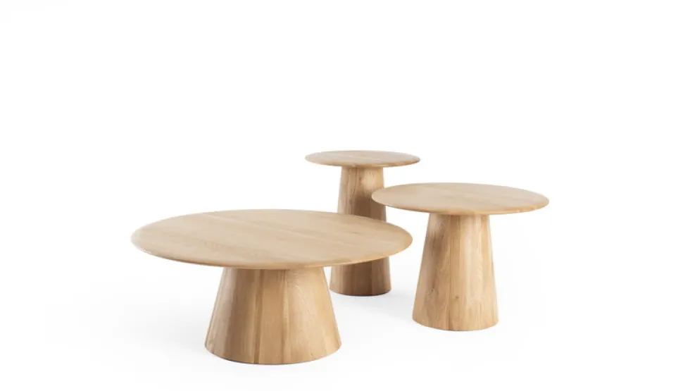 Table basse ronde en chêne massif 80x33cm Mushroom - Gazzda
