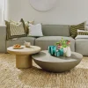 Table basse ronde enduit à la chaux blanc cassé 60x32cm Piastro - Pomax