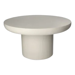 Table basse ronde enduit à la chaux blanc cassé 60x32cm Piastro - Pomax