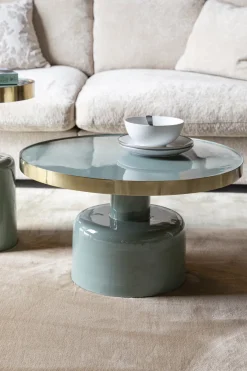 Table basse ronde en enamel verte 60x35cm Glam - Zuiver