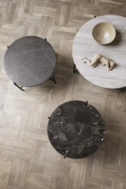 Table basse ronde en marbre beige et acier inoxydable 60 cm - HANDVÄRK