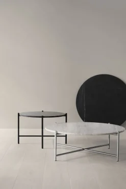 Table basse ronde en marbre beige et acier inoxydable 60 cm - HANDVÄRK