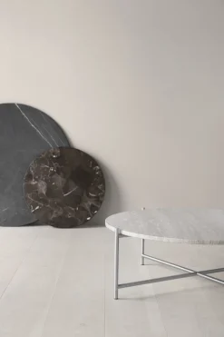Table basse ronde en marbre beige et acier inoxydable 60 cm - HANDVÄRK