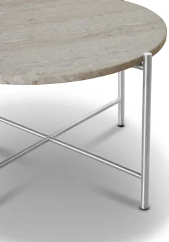 Table basse ronde en marbre beige et acier inoxydable 60 cm - HANDVÄRK