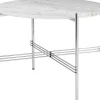 Table basse ronde en marbre blanc et acier poli 55cm TS - Gubi