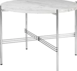 Table basse ronde en marbre blanc et acier poli 55cm TS - Gubi