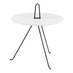 Table basse ronde en marbre de carrare et acier noir 42 x 49 cm Tipi - Objekto