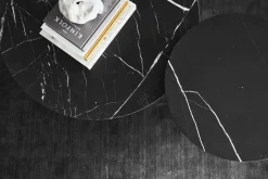 Table basse ronde en marbre et acier noir 60 cm - HANDVÄRK