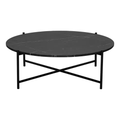 Table basse ronde en marbre et acier noir 90 cm - HANDVÄRK