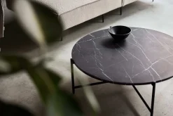 Table basse ronde en marbre et acier noir 90 cm - HANDVÄRK