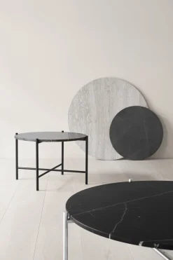 Table basse ronde en marbre noir et acier inoxydable 90 cm - HANDVÄRK