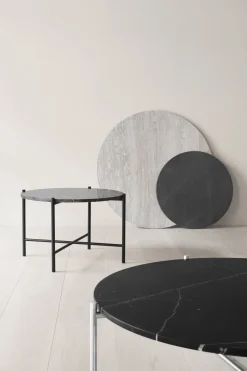 Table basse ronde en marbre noir et acier inoxydable 60 cm - HANDVÄRK